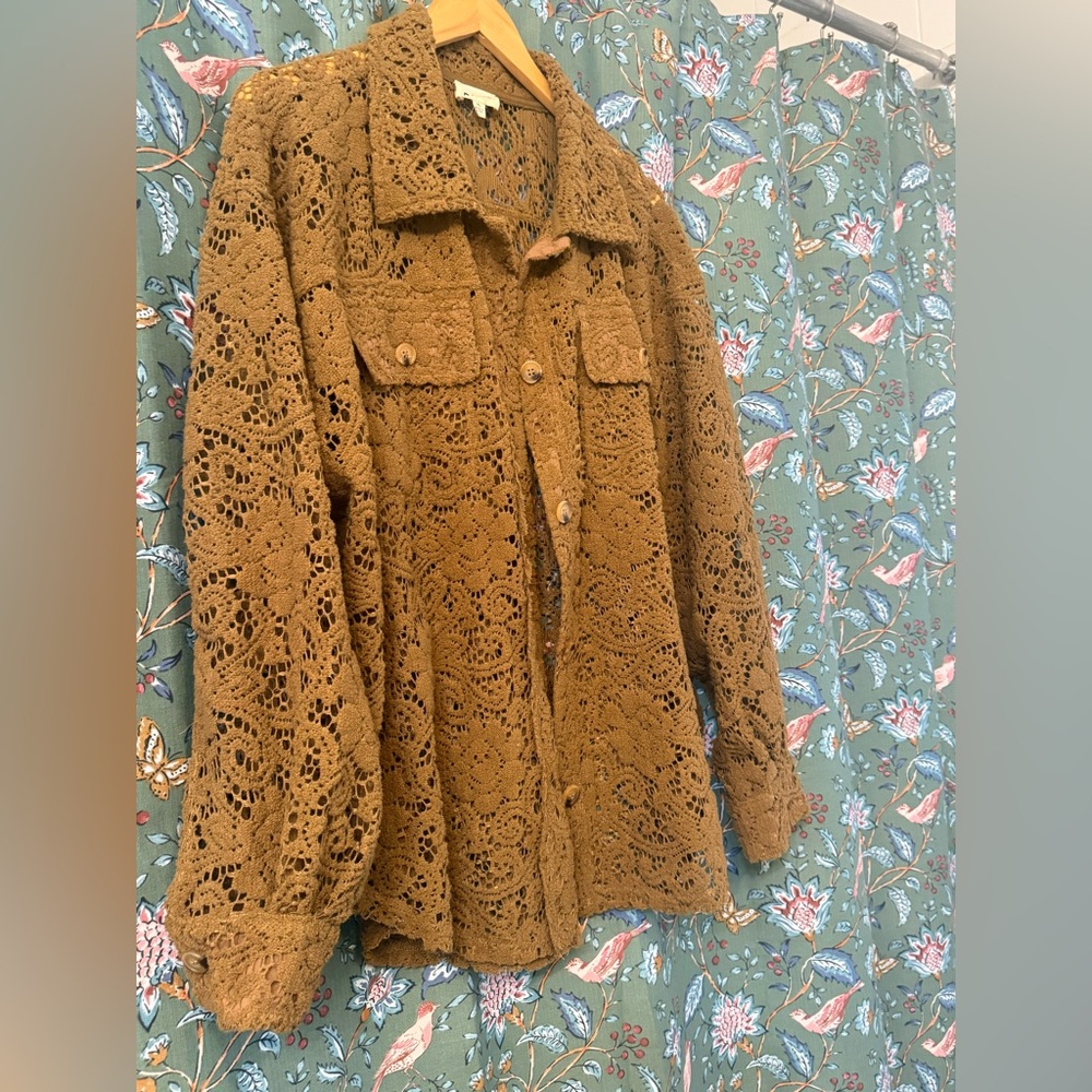 Women's Brown Lace Jacket - Picture 2 of 5